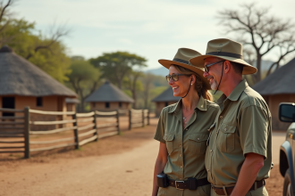 Couple en safari au Kruger avec animaux sauvages