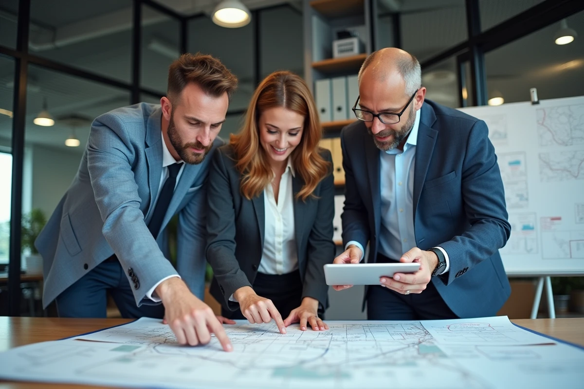 Groupe de planificateurs logistiques en réunion