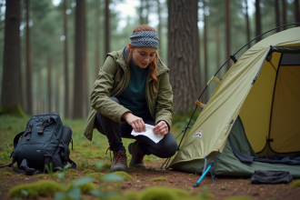 Jeune femme plie des tissues biodégradables en nature