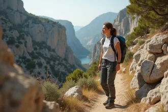 Jeune femme en randonnée dans le canyon de Gorropu