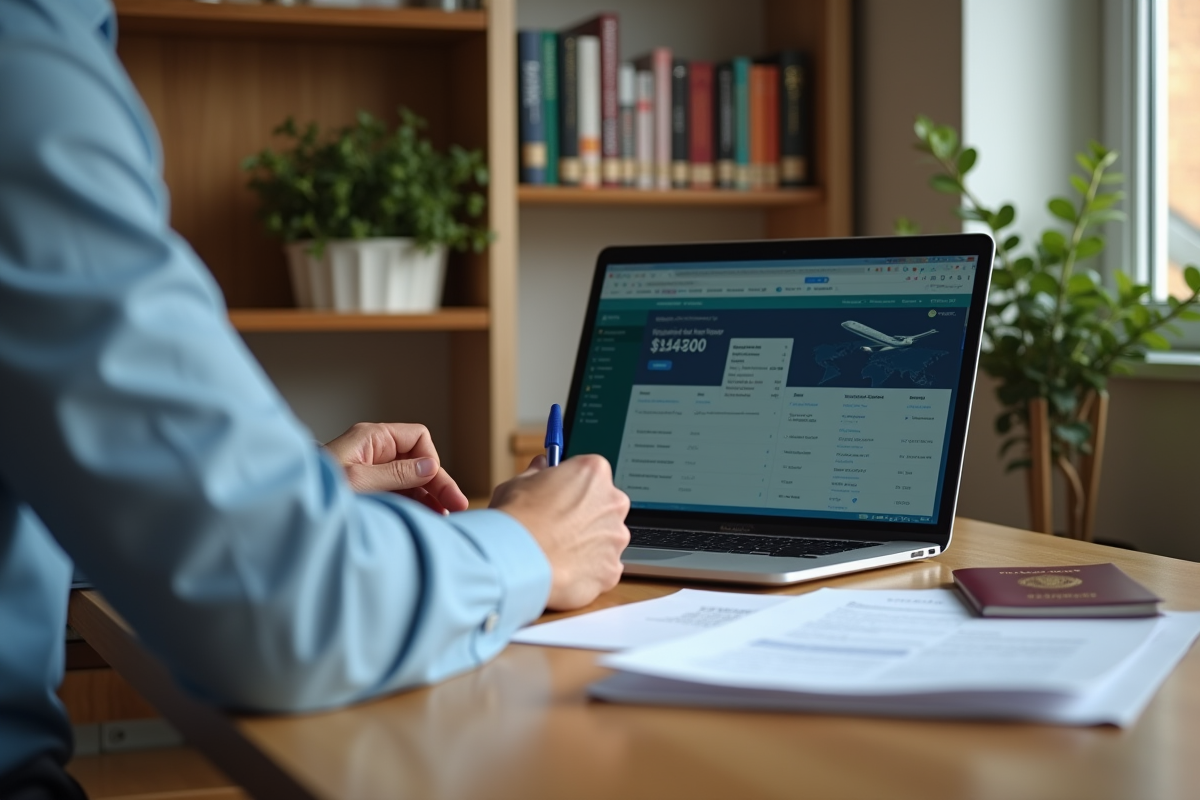 Homme remplissant des formulaires de passeport à la maison