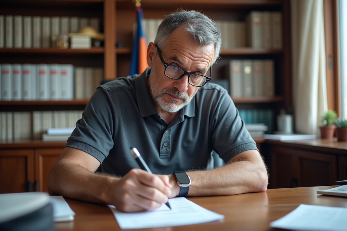 Homme remplissant dossier avec permis de conduire international