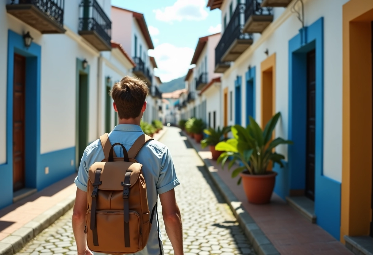 Jeune homme dans les ruelles coloniales de Paraty