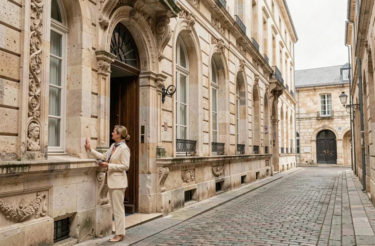 Façade en pierre sculptée du XVIIe siècle de la Maison des Ambassadeurs à La Rochelle