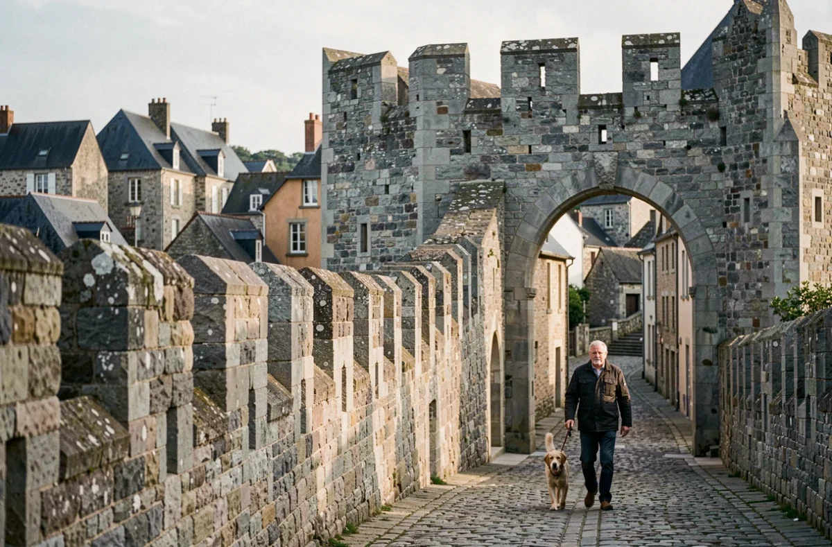 Les remparts médiévaux et la porte fortifiée de Moncontour, cité médiévale perchée des Côtes-d'Armor