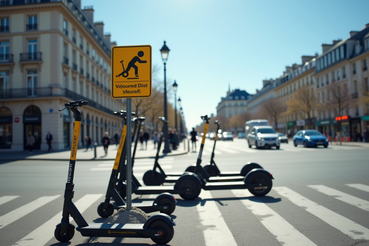 Panneau de reglementation des scooters électriques à Paris