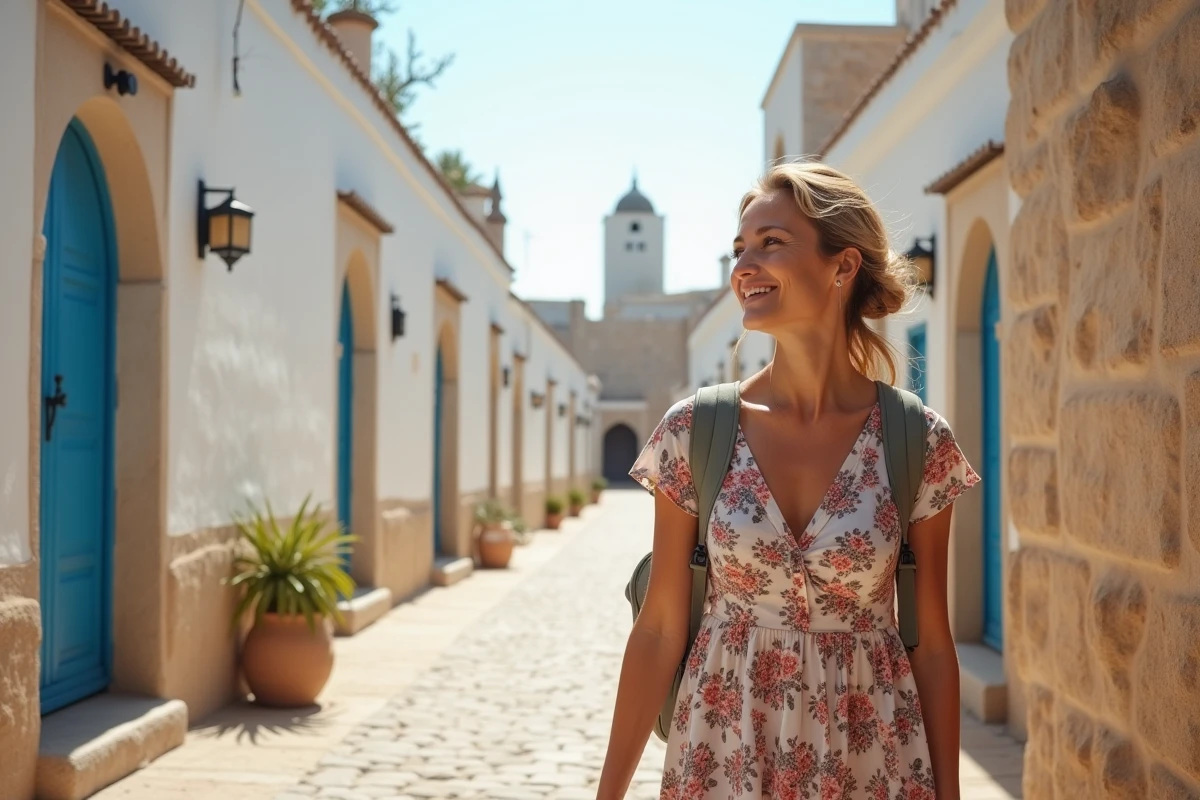 Touriste explorant la médina de Monastir et le Ribat lors d'une excursion en aller-retour depuis Tunis