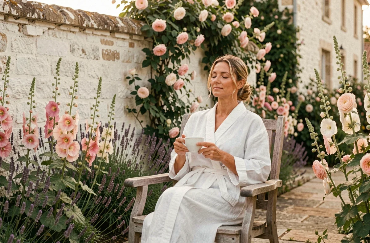Terrasse et jardin fleuri de la Villa Clarisse & Spa à Saint-Martin-de-Ré sur l'Île de Ré